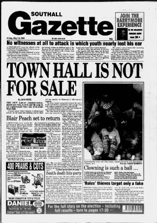 cover page of Southall Gazette published on May 13, 1994